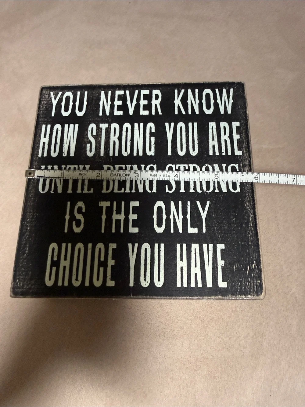 Inspirational Black and White Wall Plaque - Strength Quote